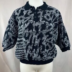 Vintage 80s Womens Sweater (L) ORGANICALLY GROWN‎ Avant Garde Geo Knit Hong Kong